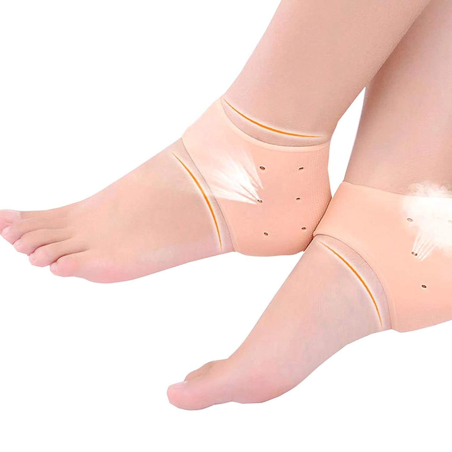 Anti Crack Silicon Gel Heel And Foot Protector Moisturizing Socks for Foot Care,Pain Relief And Heel Cracks for Men And Women - Beige Free Size - 1 Pair