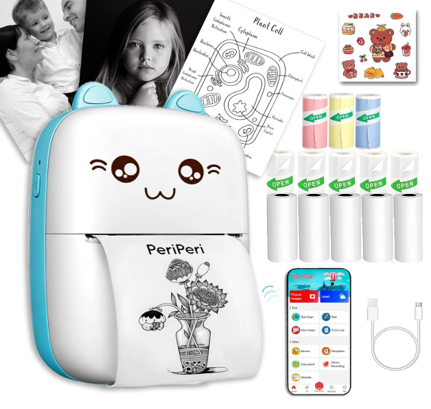 Mini Thermal Printer Wireless Portable Mini Thermal Printer with App Control