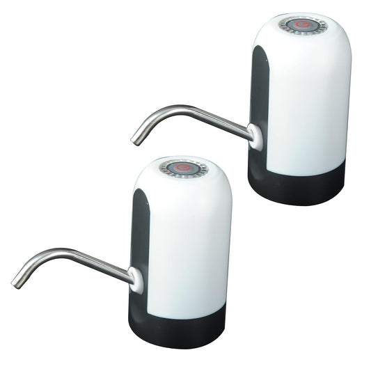AWD Automatic Water Dispenser Pump for 20 Litre Water Bottle Can with Portable USB Charging Cable | High Performance (Food Grade, 4W, 1200mah Battery, Pack of 2, Blue) (White)