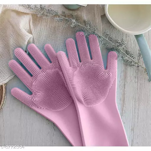 Reusable Silicone Cleaning Gloves with Scrubber – Multi-Purpose Dishwashing, Kitchen, Bathroom & Household Cleaning Gloves