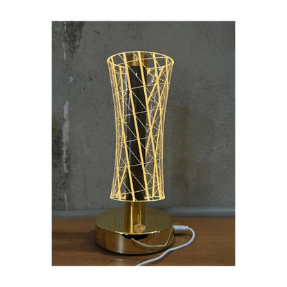3D Illusion Geometric Vase Shape LED Table Lamp with Touch Control – Dual Color Warm White & Golden Glow Night Light for Bedroom, Living Room, Office & Modern Home Décor Gift